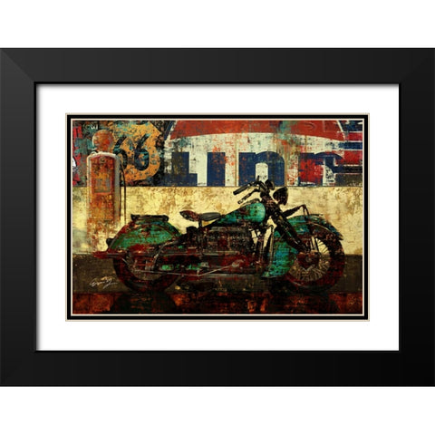 BIKE ROUTE 66 I Black Modern Wood Framed Art Print with Double Matting by Yang, Eric