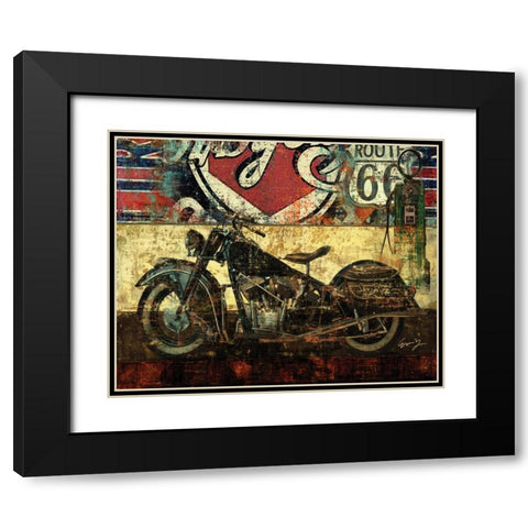 BIKE ROUTE 66 II Black Modern Wood Framed Art Print with Double Matting by Yang, Eric