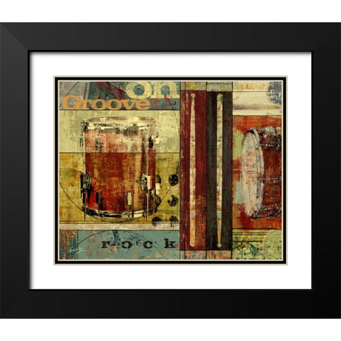 GROOVE ON Black Modern Wood Framed Art Print with Double Matting by Yang, Eric