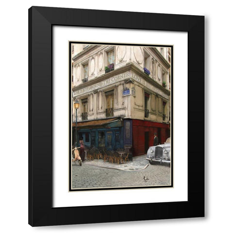 LOVE IS JUST AROUND THE CORNER Black Modern Wood Framed Art Print with Double Matting by Yang, Eric