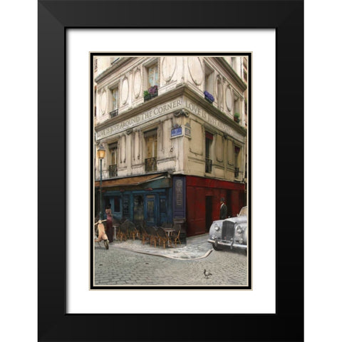 LOVE IS JUST AROUND THE CORNER Black Modern Wood Framed Art Print with Double Matting by Yang, Eric