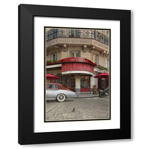 LOVE MAKES THE WORLD GO AROUND Black Modern Wood Framed Art Print with Double Matting by Yang, Eric