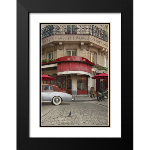 LOVE MAKES THE WORLD GO AROUND Black Modern Wood Framed Art Print with Double Matting by Yang, Eric