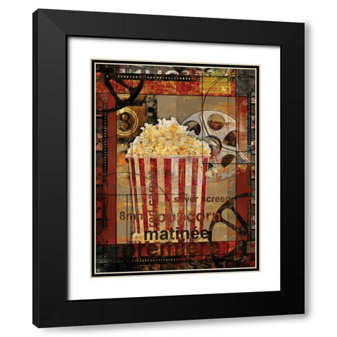 MOVIE POPCORN Black Modern Wood Framed Art Print with Double Matting by Yang, Eric