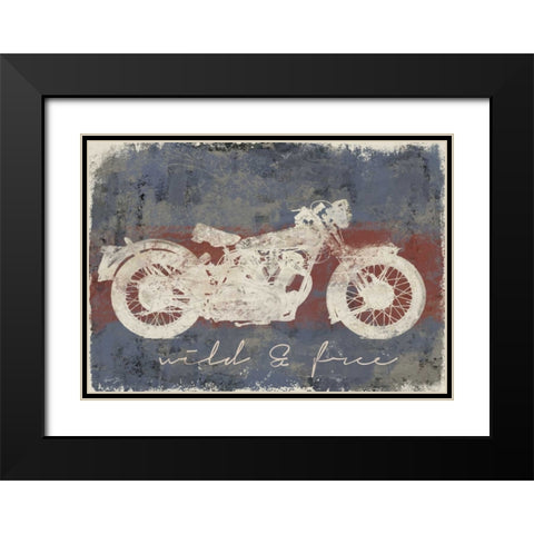 WILD AND FREE MOTORCYCLE Black Modern Wood Framed Art Print with Double Matting by Yang, Eric