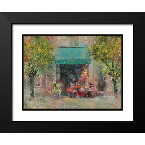 PROVENCE FLOWER SHOP Black Modern Wood Framed Art Print with Double Matting by Yang, Eric
