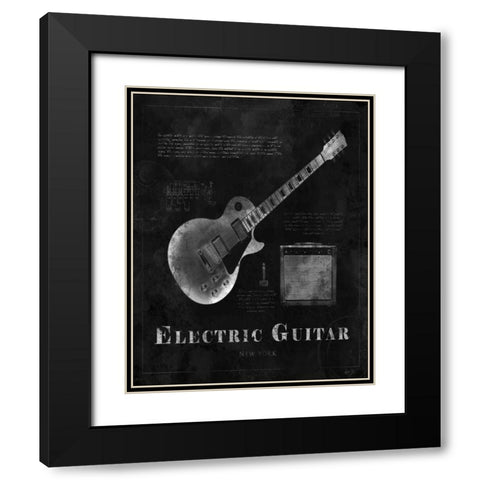 BLACK PRINT ELECTRIC GUITAR Black Modern Wood Framed Art Print with Double Matting by Yang, Eric