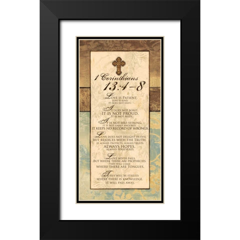 CORINTHIANS 13-4-8 Black Modern Wood Framed Art Print with Double Matting by Ballantyne, Piper