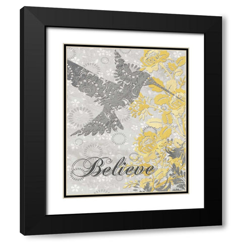 BELIEVE BIRD Black Modern Wood Framed Art Print with Double Matting by Ballantyne, Piper