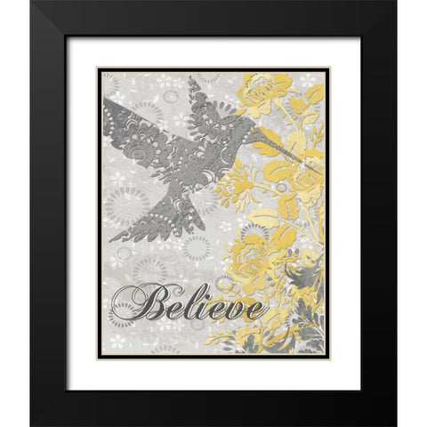 BELIEVE BIRD Black Modern Wood Framed Art Print with Double Matting by Ballantyne, Piper