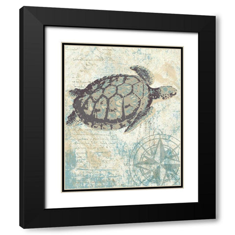 SEA TURTLES I Black Modern Wood Framed Art Print with Double Matting by Ballantyne, Piper