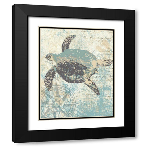 SEA TURTLES II Black Modern Wood Framed Art Print with Double Matting by Ballantyne, Piper