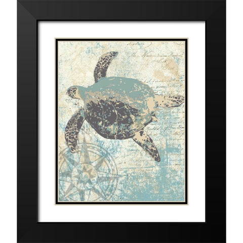 SEA TURTLES II Black Modern Wood Framed Art Print with Double Matting by Ballantyne, Piper