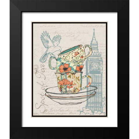 SPOT OF TEA Black Modern Wood Framed Art Print with Double Matting by Ballantyne, Piper