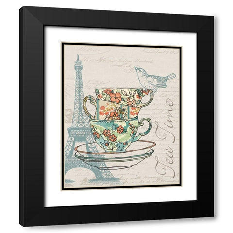 TEA TIME Black Modern Wood Framed Art Print with Double Matting by Ballantyne, Piper