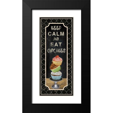 EAT CUPCAKES Black Modern Wood Framed Art Print with Double Matting by Ballantyne, Piper