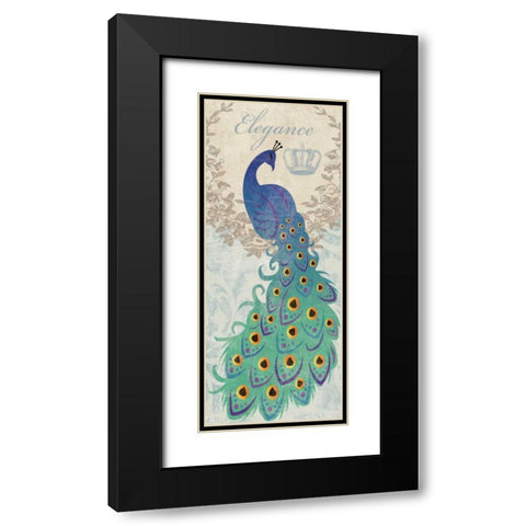 ELEGANT PEACOCK Black Modern Wood Framed Art Print with Double Matting by Ballantyne, Piper