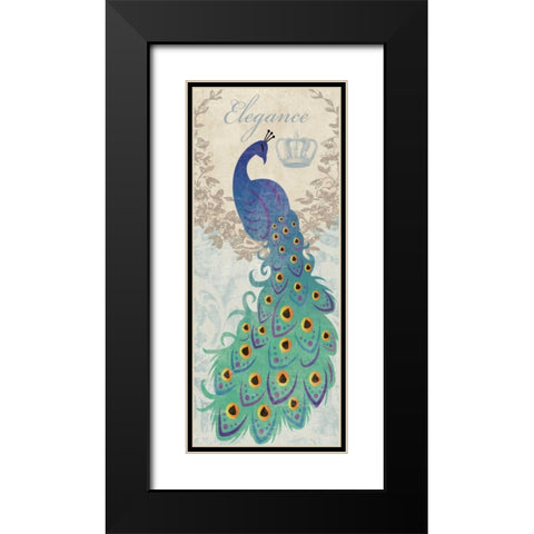 ELEGANT PEACOCK Black Modern Wood Framed Art Print with Double Matting by Ballantyne, Piper