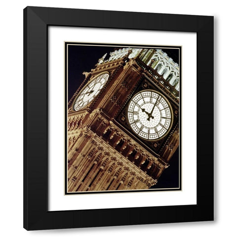 Low angle view of big ben at night, Parliament, England Black Modern Wood Framed Art Print with Double Matting by Frank, Assaf