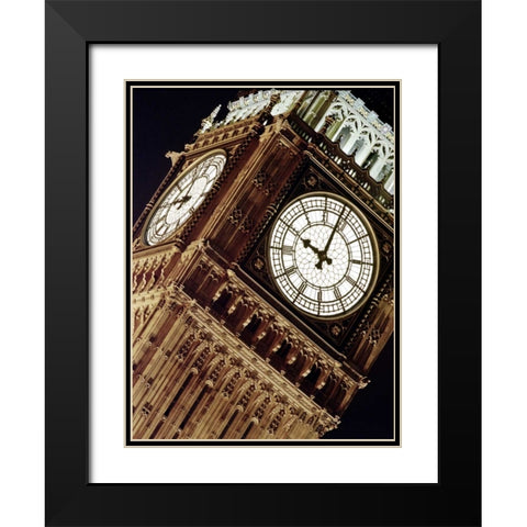 Low angle view of big ben at night, Parliament, England Black Modern Wood Framed Art Print with Double Matting by Frank, Assaf
