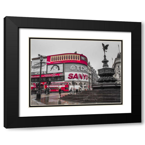 Piccadilly Circus, London Black Modern Wood Framed Art Print with Double Matting by Frank, Assaf