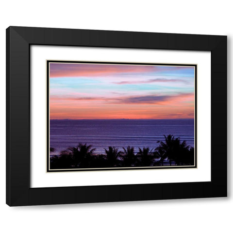 Sea by palm tree at dusk, elevated view Black Modern Wood Framed Art Print with Double Matting by Frank, Assaf