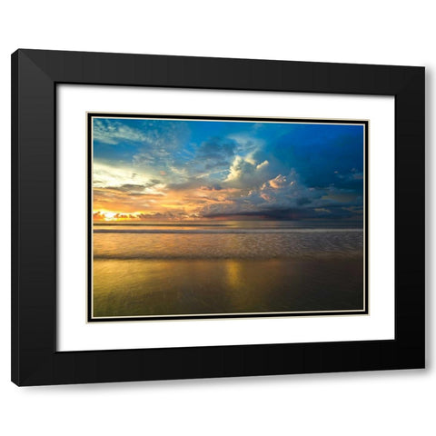 Beach with dramatic sky at dusk, Malaysia Black Modern Wood Framed Art Print with Double Matting by Frank, Assaf