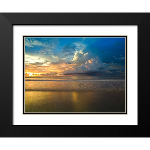 Beach with dramatic sky at dusk, Malaysia Black Modern Wood Framed Art Print with Double Matting by Frank, Assaf