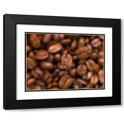 Top view of coffee beans Black Modern Wood Framed Art Print with Double Matting by Frank, Assaf