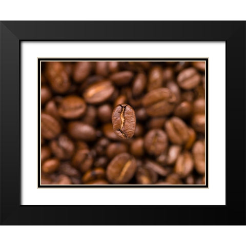 Top view of coffee beans Black Modern Wood Framed Art Print with Double Matting by Frank, Assaf