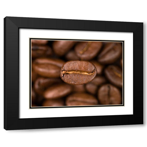 Top view of coffee beans Black Modern Wood Framed Art Print with Double Matting by Frank, Assaf