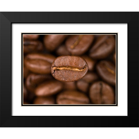 Top view of coffee beans Black Modern Wood Framed Art Print with Double Matting by Frank, Assaf