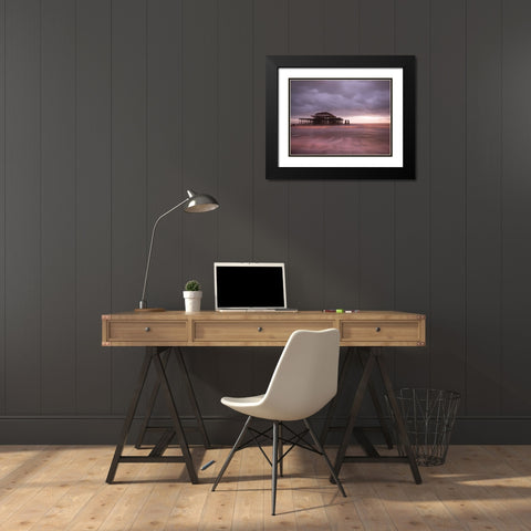 Brighton Pier at dusk Black Modern Wood Framed Art Print with Double Matting by Frank, Assaf