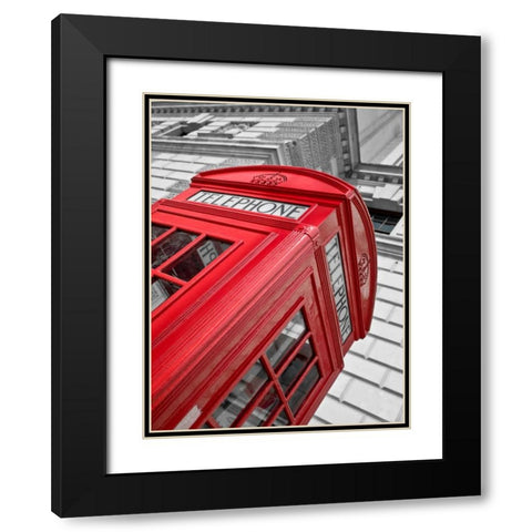 Close-up of telephone box, low angle view, England Black Modern Wood Framed Art Print with Double Matting by Frank, Assaf