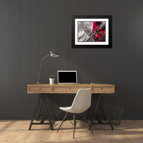 England, London, Double-Decker bus on tower bridge Black Modern Wood Framed Art Print with Double Matting by Frank, Assaf
