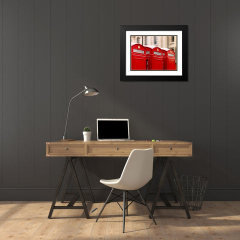 Close-up of telephone box in a row, England Black Modern Wood Framed Art Print with Double Matting by Frank, Assaf