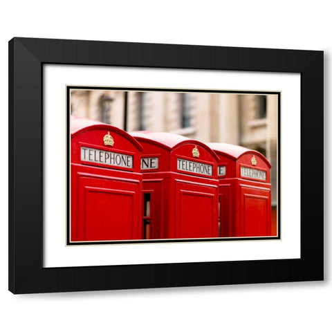 Close-up of telephone box in a row, England Black Modern Wood Framed Art Print with Double Matting by Frank, Assaf