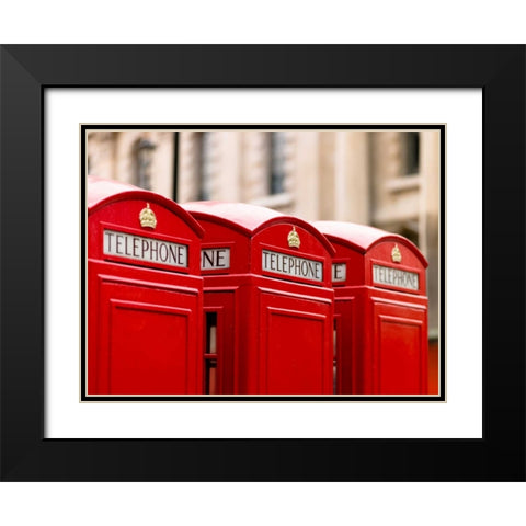 Close-up of telephone box in a row, England Black Modern Wood Framed Art Print with Double Matting by Frank, Assaf