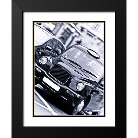 Black Cab London Taxi Black Modern Wood Framed Art Print with Double Matting by Frank, Assaf