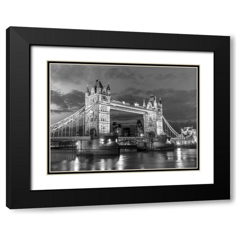 Tower bridge London at night Black Modern Wood Framed Art Print with Double Matting by Frank, Assaf