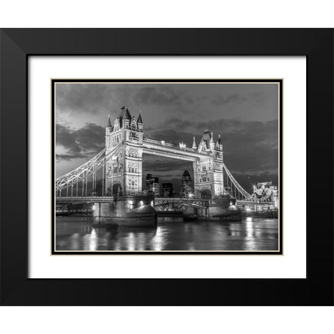 Tower bridge London at night Black Modern Wood Framed Art Print with Double Matting by Frank, Assaf