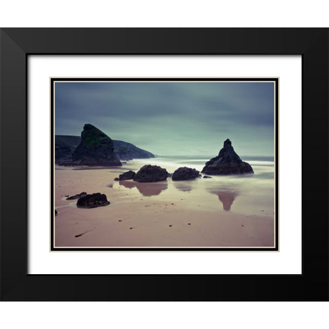 Bedruthan Steps beach Cornwall Black Modern Wood Framed Art Print with Double Matting by Frank, Assaf