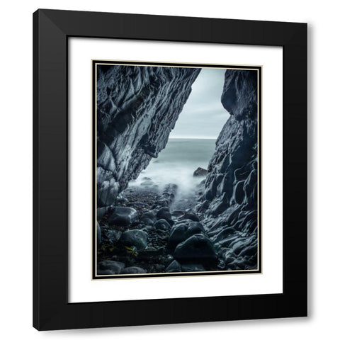 Rocky coastline of Duckpool Black Modern Wood Framed Art Print with Double Matting by Frank, Assaf