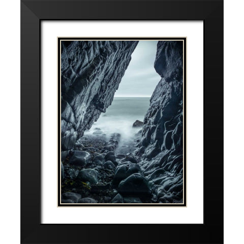 Rocky coastline of Duckpool Black Modern Wood Framed Art Print with Double Matting by Frank, Assaf