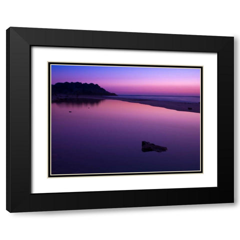 Suntset reflection in water, Palmachim Beach, Israel Black Modern Wood Framed Art Print with Double Matting by Frank, Assaf