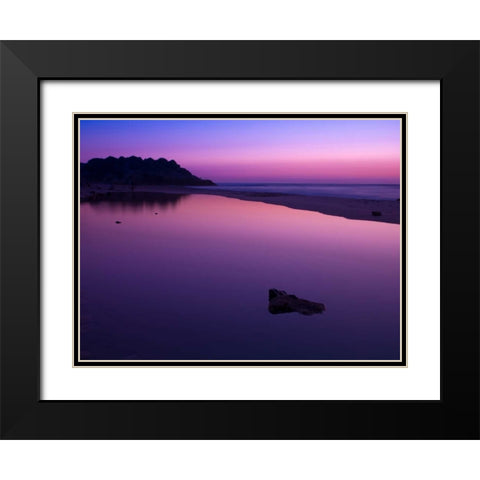Suntset reflection in water, Palmachim Beach, Israel Black Modern Wood Framed Art Print with Double Matting by Frank, Assaf