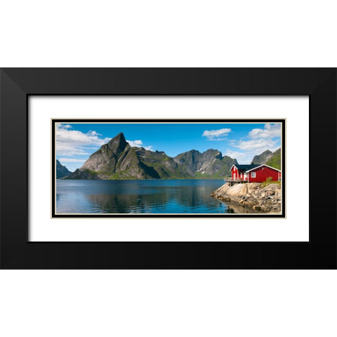 Fishing huts on the waterfront, Lofoten, Norway Black Modern Wood Framed Art Print with Double Matting by Frank, Assaf