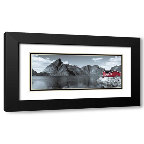 Fishing huts on the waterfront, Lofoten, Norway Black Modern Wood Framed Art Print with Double Matting by Frank, Assaf