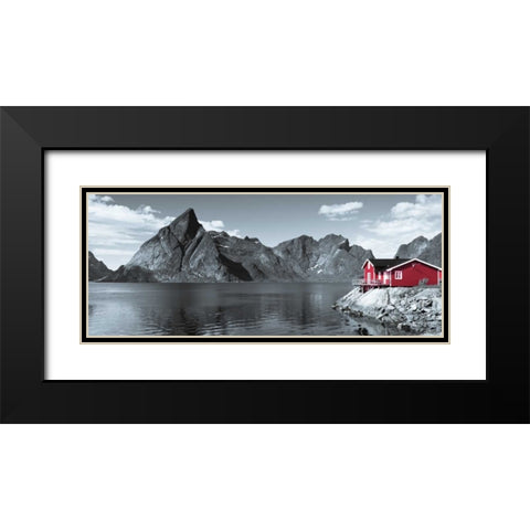 Fishing huts on the waterfront, Lofoten, Norway Black Modern Wood Framed Art Print with Double Matting by Frank, Assaf