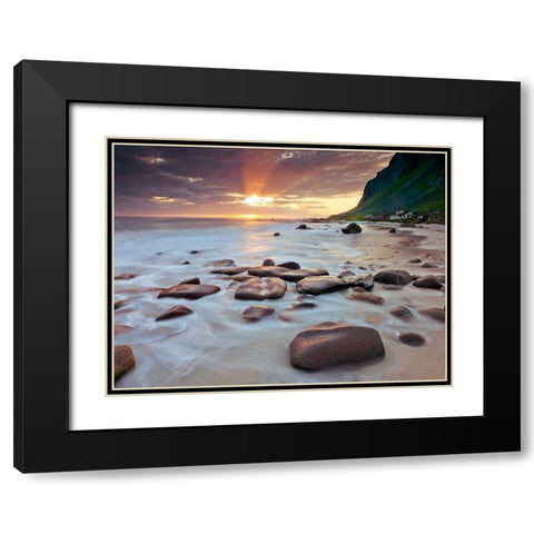 Rocky coastline, Lofoten, Norway Black Modern Wood Framed Art Print with Double Matting by Frank, Assaf